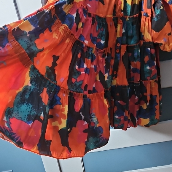 Love Highlight Empire Waist Babydoll Colorful Abstract Floral Print Dress NWOT - Picture 5 of 10